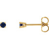 14 Karat Yellow Gold 2.5 mm Lab Grown Blue Sapphire Stud Earrings with Friction Post