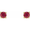 14 Karat Yellow Gold 2.5 mm Lab Grown Ruby Stud Earrings with Friction Post