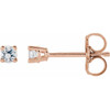 14 Karat Rose Gold 2.5 mm Natural White Sapphire Stud Earrings with Friction Post
