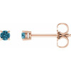 14 Karat Rose Gold 2.5 mm Natural Blue Zircon Stud Earrings with Friction Post