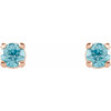 14 Karat Rose Gold 2.5 mm Natural Blue Zircon Stud Earrings with Friction Post