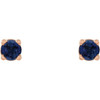 14 Karat Rose Gold 2.5 mm Lab Grown Blue Sapphire Stud Earrings with Friction Post