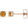 14 Karat Rose Gold 4 mm Natural Citrine Stud Earrings with Friction Post