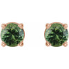 14 Karat Rose Gold 3 mm Natural Green Blue Sapphire Stud Earrings with Friction Post