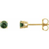 14 Karat Yellow Gold 3 mm Natural Green Blue Sapphire Stud Earrings with Friction Post