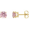 14 Karat Yellow Gold 5 mm Natural Pink Morganite Stud Earrings with Friction Post