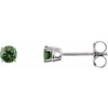 14 Karat White Gold 3 mm Natural Green Blue Sapphire Stud Earrings with Friction Post