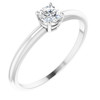 Platinum 4 mm Round Cut Natural White Sapphire Ring