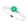 Platinum 4 mm Lab Grown Emerald Gemstone Ring