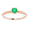 Rose Gold 14 Karat 4 mm Natural Emerald Gemstone Ring