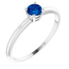 White Gold Ring 14 Karat 4 mm Round Cut Natural Blue Sapphire Ring
