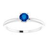 White Gold Ring 14 Karat 4 mm Round Cut Natural Blue Sapphire Ring