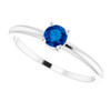 White Gold Ring 14 Karat 4 mm Round Cut Natural Blue Sapphire Ring