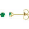 14 Karat Yellow Gold 3 mm Natural Emerald Earrings