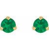 14 Karat Yellow Gold 3 mm Natural Emerald Earrings