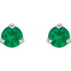 14 Karat White Gold 3 mm Natural Emerald Earrings