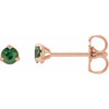14 Karat Rose Gold 3 mm Natural Green Blue Sapphire Earrings