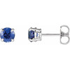 14 Karat White Gold Lab Grown Blue Sapphire Earrings