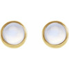 14 Karat Yellow Gold Natural White Moonstone Bezel Set Earrings