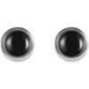 14 Karat White Gold Natural Black Onyx Bezel Set Earrings