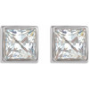 Sterling Silver 0.40 Carat Natural Diamond Bezel Set Earrings