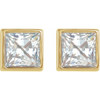 14 Karat Yellow Gold 0.50 Carat Natural Diamond Bezel Set Earrings