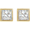 14 Karat Yellow Gold 0.60 Carat Natural Diamond Bezel Set Earrings