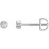 14 Karat White Gold .04 Carat Natural Diamond Micro Bezel Set Earrings