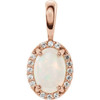 14 Karat Rose Gold White Opal and .04 carat Diamond Halo Style Pendant