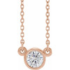 14 Karat Rose Gold 0.33  Carat Diamond Solitaire 18 inch Necklace