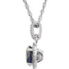 Created Sapphire Necklace in Best 14 Karat White Gold Created Sapphire and 0.10 Carat Diamond 18 inch Necklace