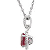 14 Karat White Gold Ruby and 0.10 Carat Diamond 18 inch Necklace