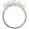 Platinum Cultured White Akoya Pearl and 0.15 Carat Natural Diamond Stackable Ring