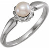 Platinum 7-7.5 mm Cultured White Freshwater Pearl Ring