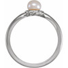 Platinum 7-7.5 mm Cultured White Freshwater Pearl Ring