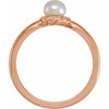 14 Karat Rose Gold 7-7.5 mm Cultured White Freshwater Pearl Ring