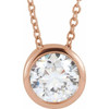14 Karat Rose Gold 0.75 Carat Lab Grown Diamond Solitaire 16 inch Necklace