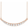 14 Karat Rose Gold 0.75 Carat Lab Grown Diamond French Set Bar 18 inch Necklace