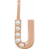 14 Karat Rose Gold Cultured White Pearl Initial U Charm