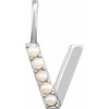 14 Karat White Gold Cultured White Pearl Initial V Charm