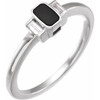 White Gold Ring 14 Karat .08 Carat Natural Diamond and Black Enamel Ring