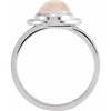 Platinum Natural Rainbow Moonstone and 0.12 Carat Natural Diamond Halo Style Ring
