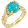 White Diamond in 14 Karat Yellow Gold Turquoise and 0.17 Carat Diamond Ring