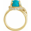White Diamond in 14 Karat Yellow Gold Turquoise and 0.17 Carat Diamond Ring