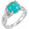 Real Diamond Ring in Platinum Turquoise and 0.17 Carat Diamond Ring