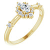 14 Karat Yellow Gold Natural White Sapphire and 0.16 Carat Natural Diamond Halo Style Ring