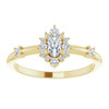 14 Karat Yellow Gold Natural White Sapphire and 0.16 Carat Natural Diamond Halo Style Ring