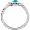 14 Karat White Gold Natural Turquoise and Natural Aquamarine Fan Ring