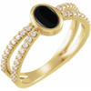 Yellow Gold Ring 14 Karat Natural Black Onyx and 0.37 Carat Natural Diamond Ring