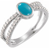 Platinum Natural Turquoise and 0.37 Carat Natural Diamond Ring